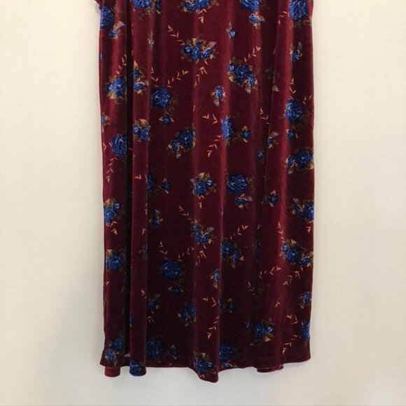 XHILARATION O-Ring Velvet Shift Dress Burgundy Maroon Red Floral Choker Cutout M - Picture 5 of 12